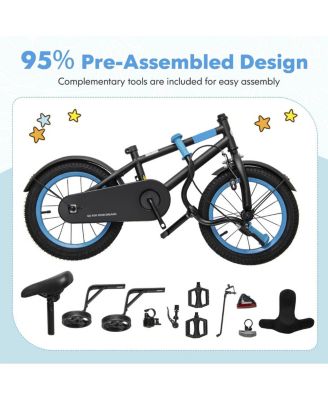 18 Inch Kids Bike with Adjustable Handlebar and Saddle Black