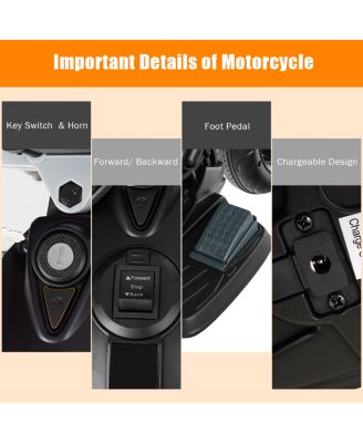 12V Kids Ride-On Motorcycle Aprilia Licensed with Sounds and Music