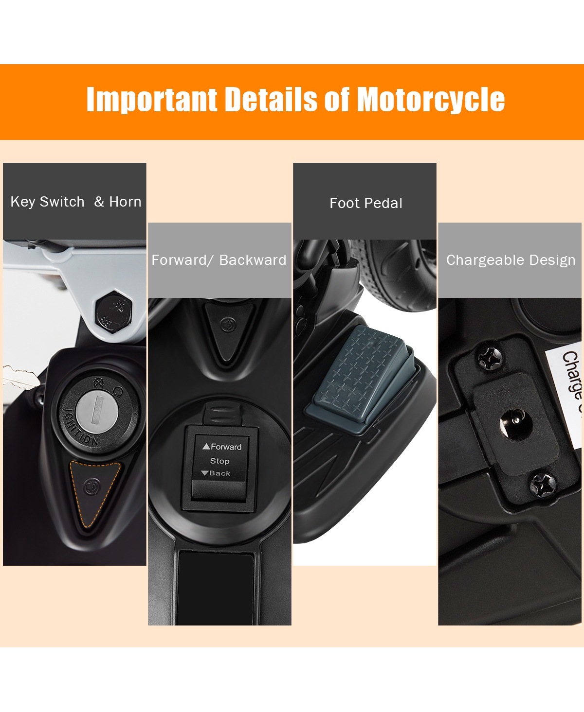 Sugift 12V Kids Ride-On Motorcycle Aprilia Licensed with Sounds and Music