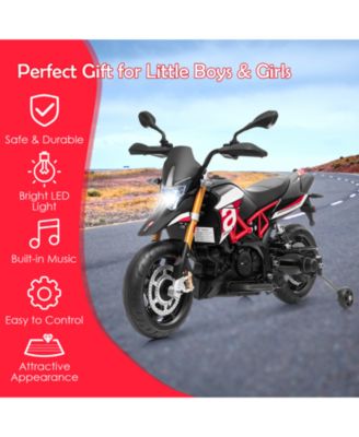 12V Kids Ride-On Motorcycle Aprilia Licensed with Sounds and Music