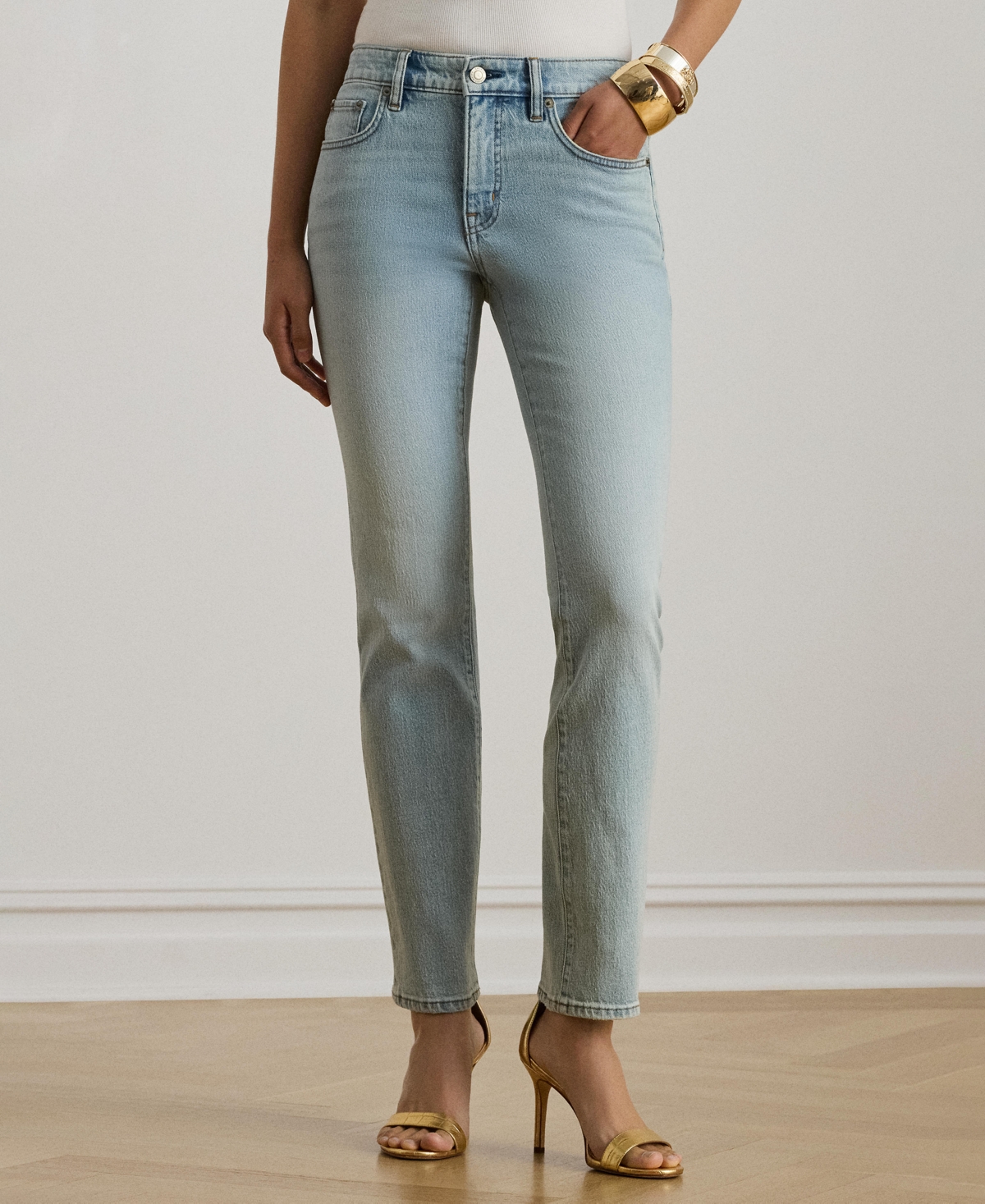 Ralph Lauren Women's Mid-rise Straight Ankle Jeans In White