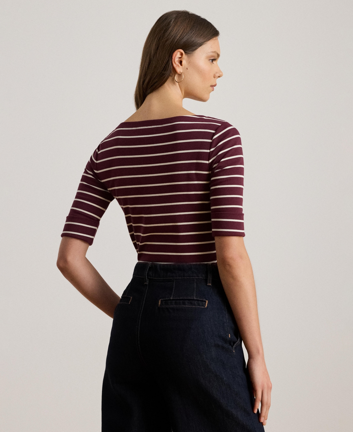 Lauren Ralph Women's Striped Boat Neck T-Shirt