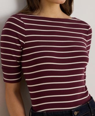 Women's Striped Boat Neck T-Shirt
