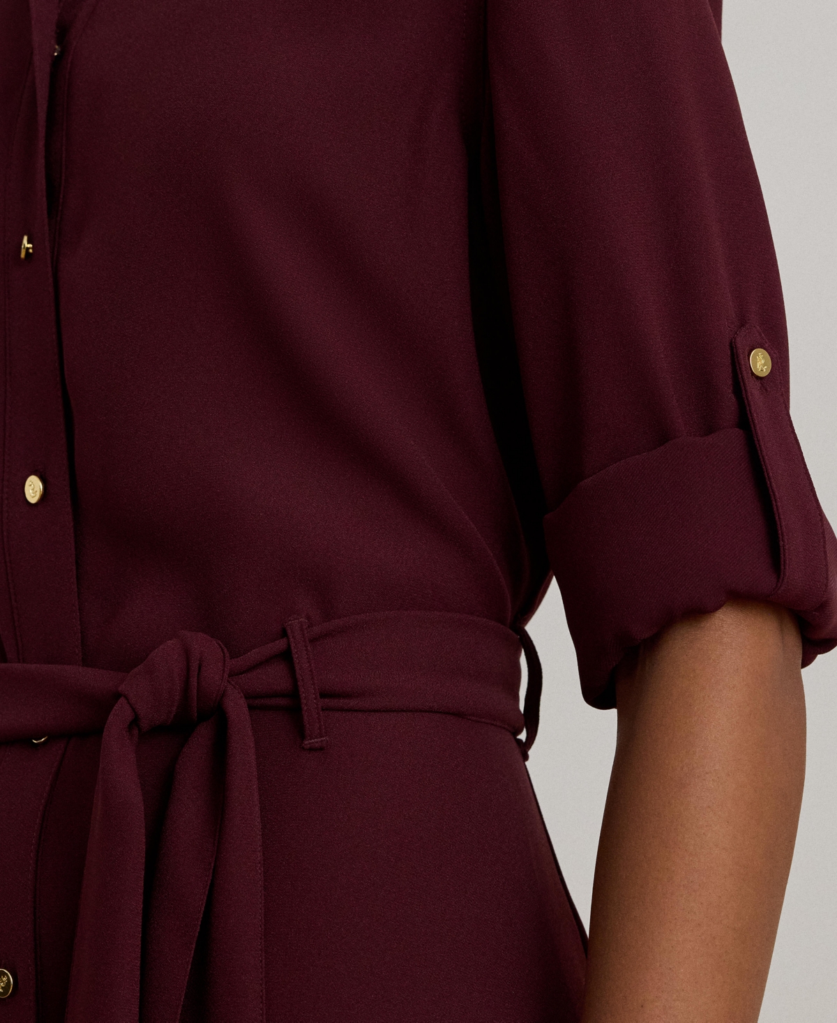 Ralph Lauren Women's Double-faced Point Collar Shirt Dress In Burgundy