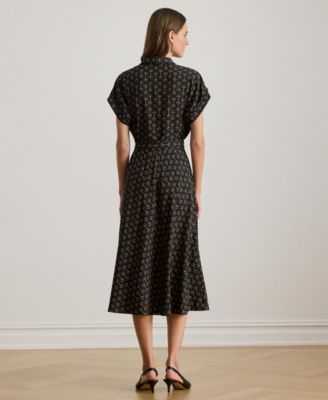 Women's Geo-Print Belted Dress