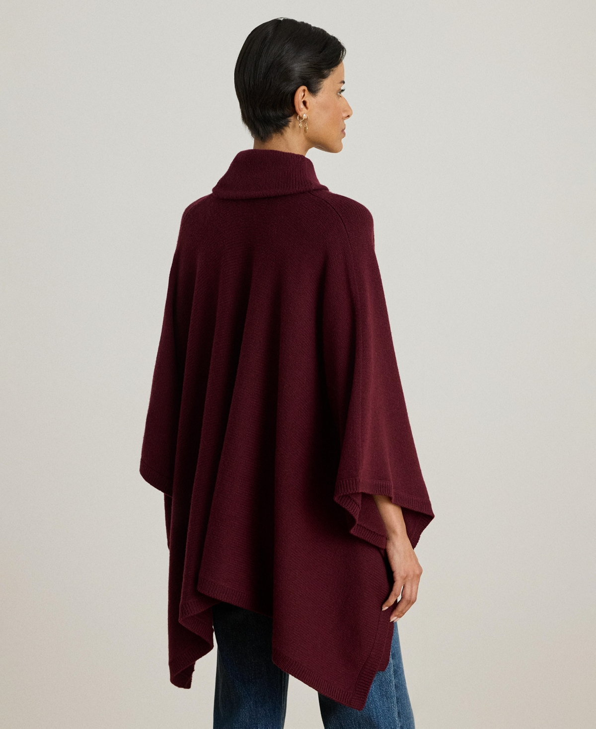 Lauren Ralph Women's Buckle-Trim Sweater Poncho