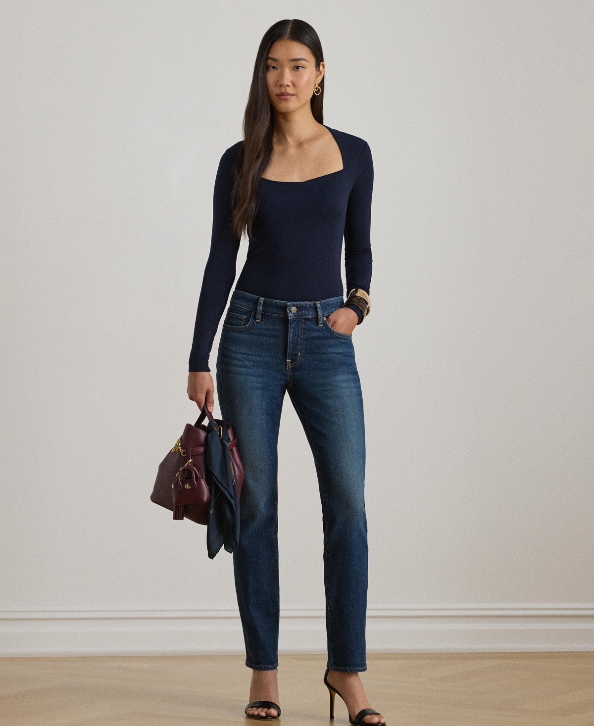 Ralph Lauren Women's Square Neck Top In Blue