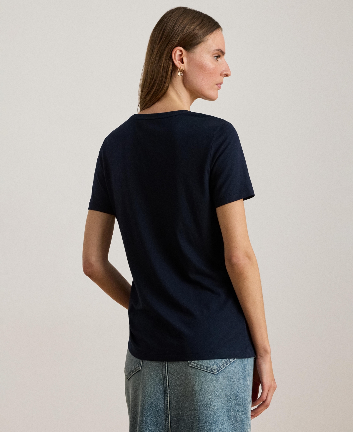 Ralph Lauren Women's Katlin Embroidered Crest Short Sleeve T-shirt In Blue