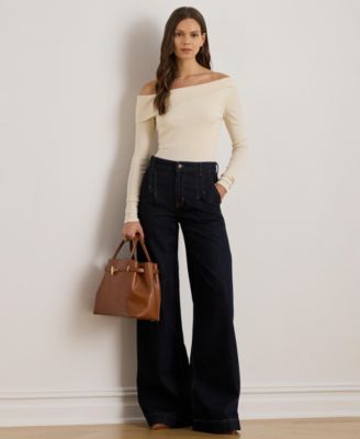 Women's Ribbed Asymmetrical Off-The-Shoulder Top