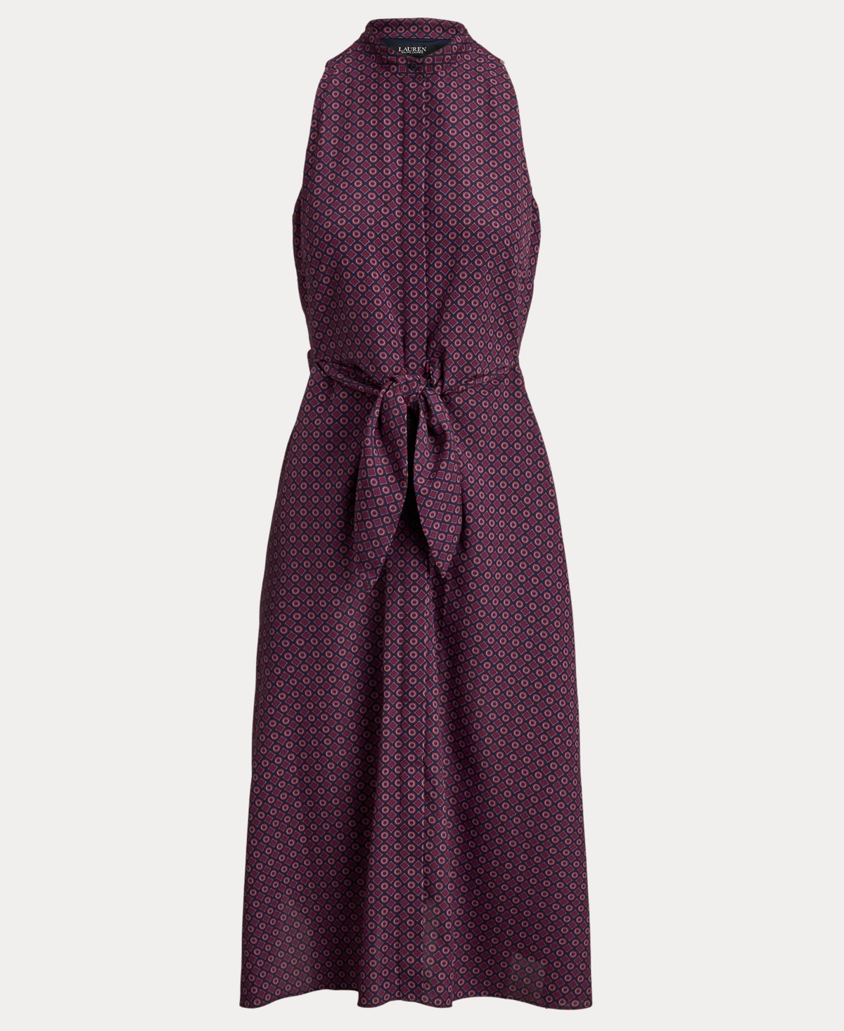 Ralph Lauren Print Tie-front Crepe Sleeveless Dress In Purple