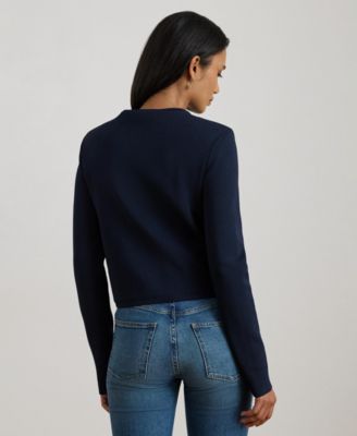 Women's Cropped Crewneck Sweater Jacket