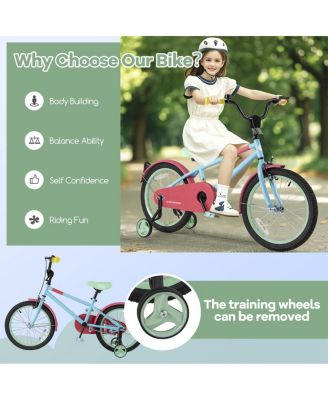 18 Inch Kids Bike with Adjustable Handlebar and Saddle Blue