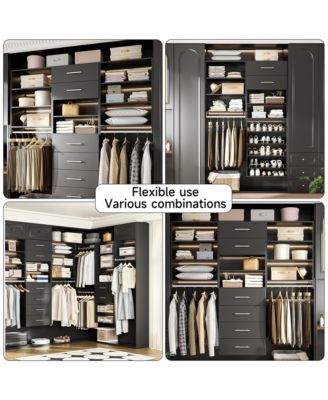 MDF Wood Shelf Tall Hanging Closet Unit