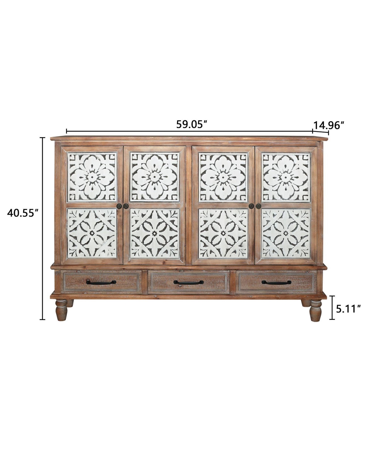 Casainc 59" Chic Natural Wood Accent Storage Cabinet with 4 Doord 3 drawers