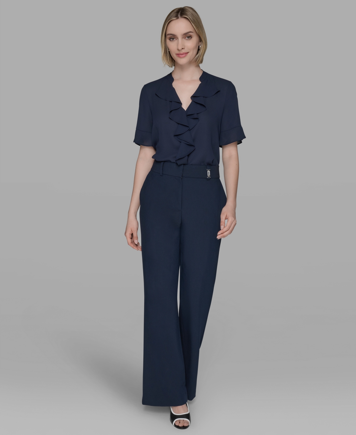 Karl Lagerfeld Women's Flare Leg Pants In Blue
