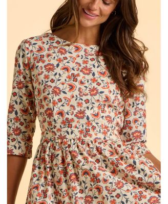 Women's Beech 3/4 Sleeve Waist Tie Midi Dress