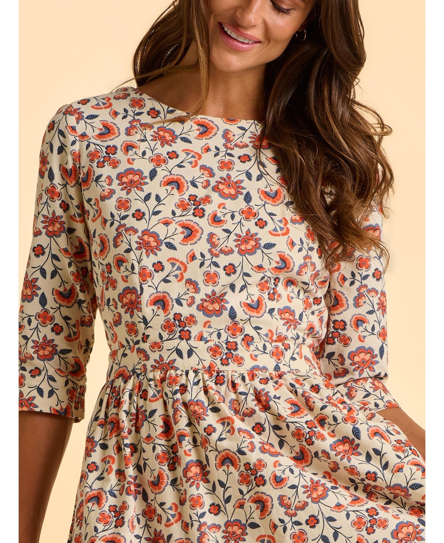 Women's Beech Sleeve Waist Tie Midi Dress