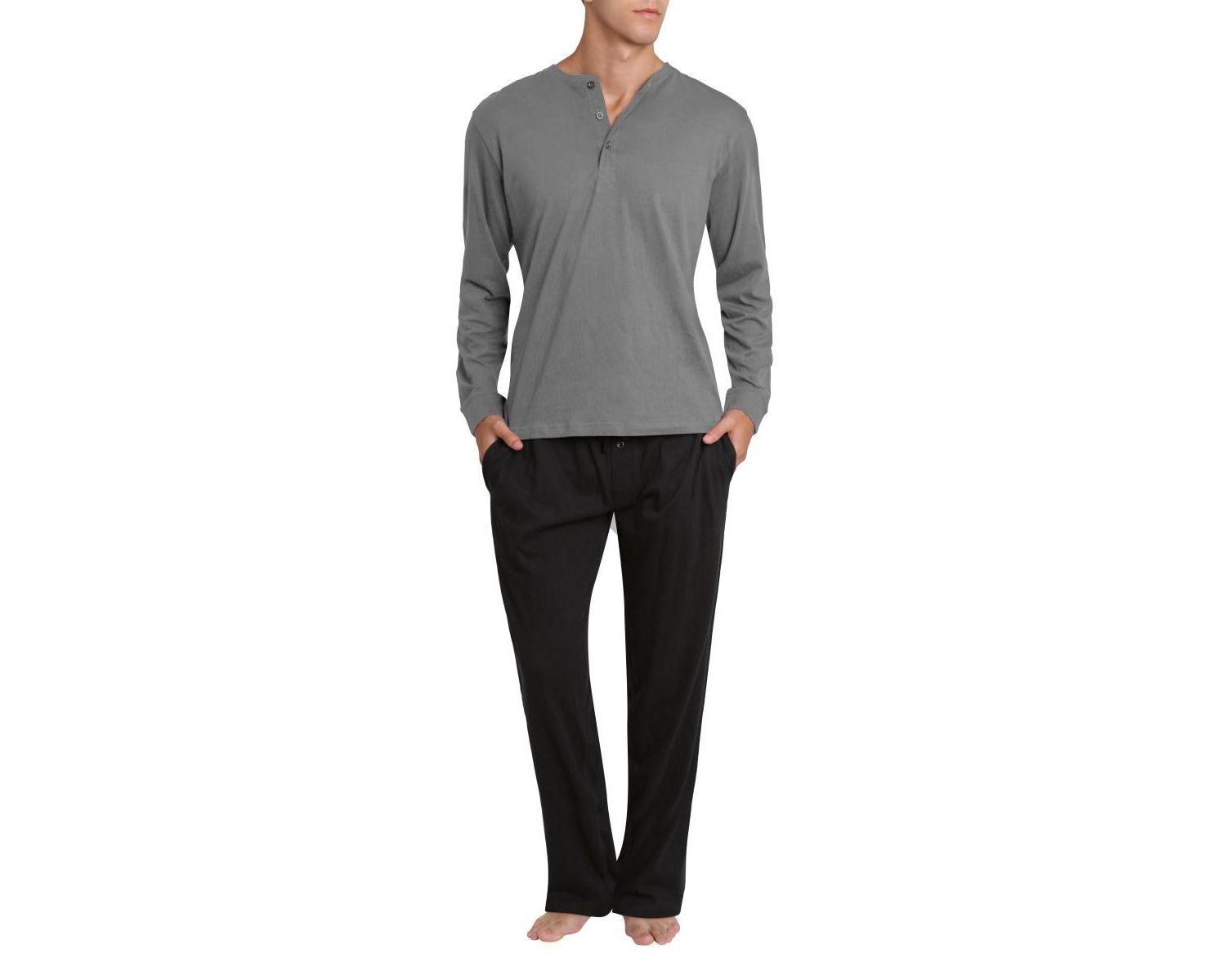 Sleep Hero Men's Henley Neck Knit Pajama Set