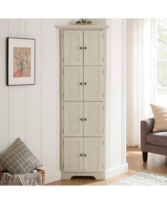 CASAINC 72" 4-Tier Corner Pantry Cabinet, 8-Door Freestanding Storage with Shelves for Kitchen & Home Organization