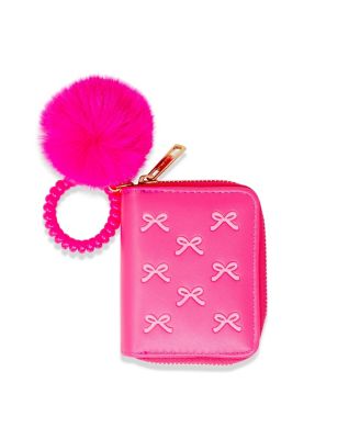 Girls 3D Bow Pom Pom Zip Wallet, Hot Pink – Small, Cute, Stylish Wallet