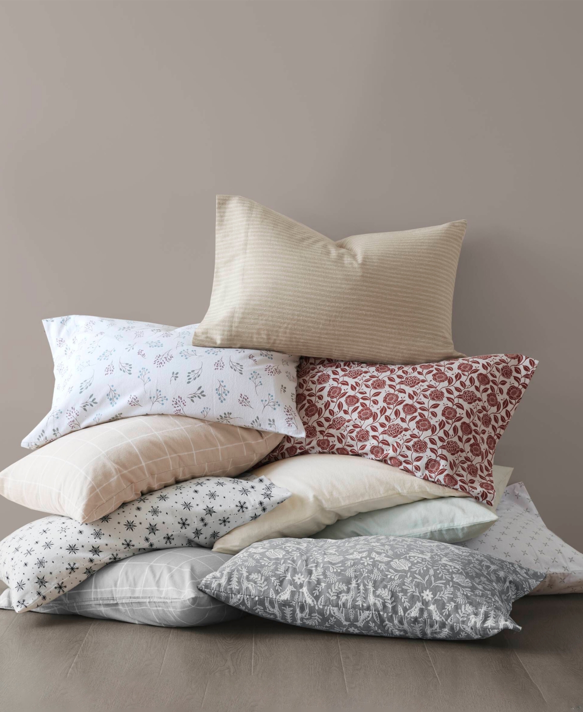 Madison Park Novelty Printed Cotton Flannel 4-pc. Sheet Set, California King In Gray