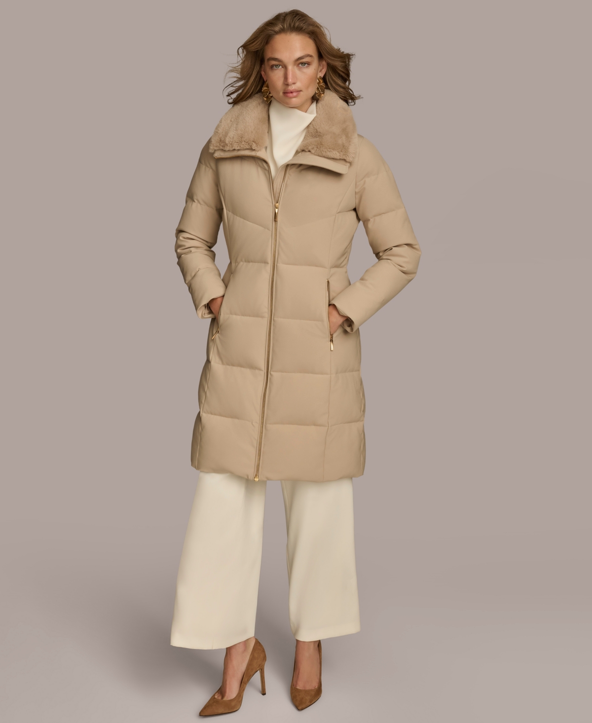 Donna Karan Women's Long-sleeve Coat In Animal Print