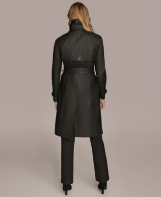 Women's Belted Leather Trench Coat