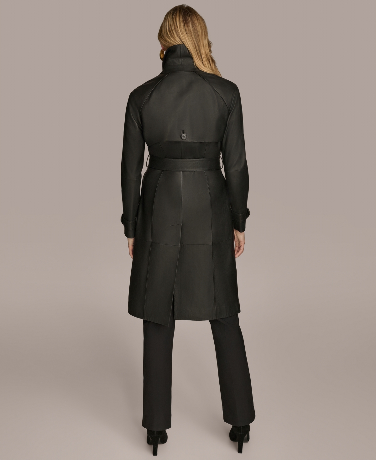 Donna Karan New York Women's Belted Leather Trench Coat