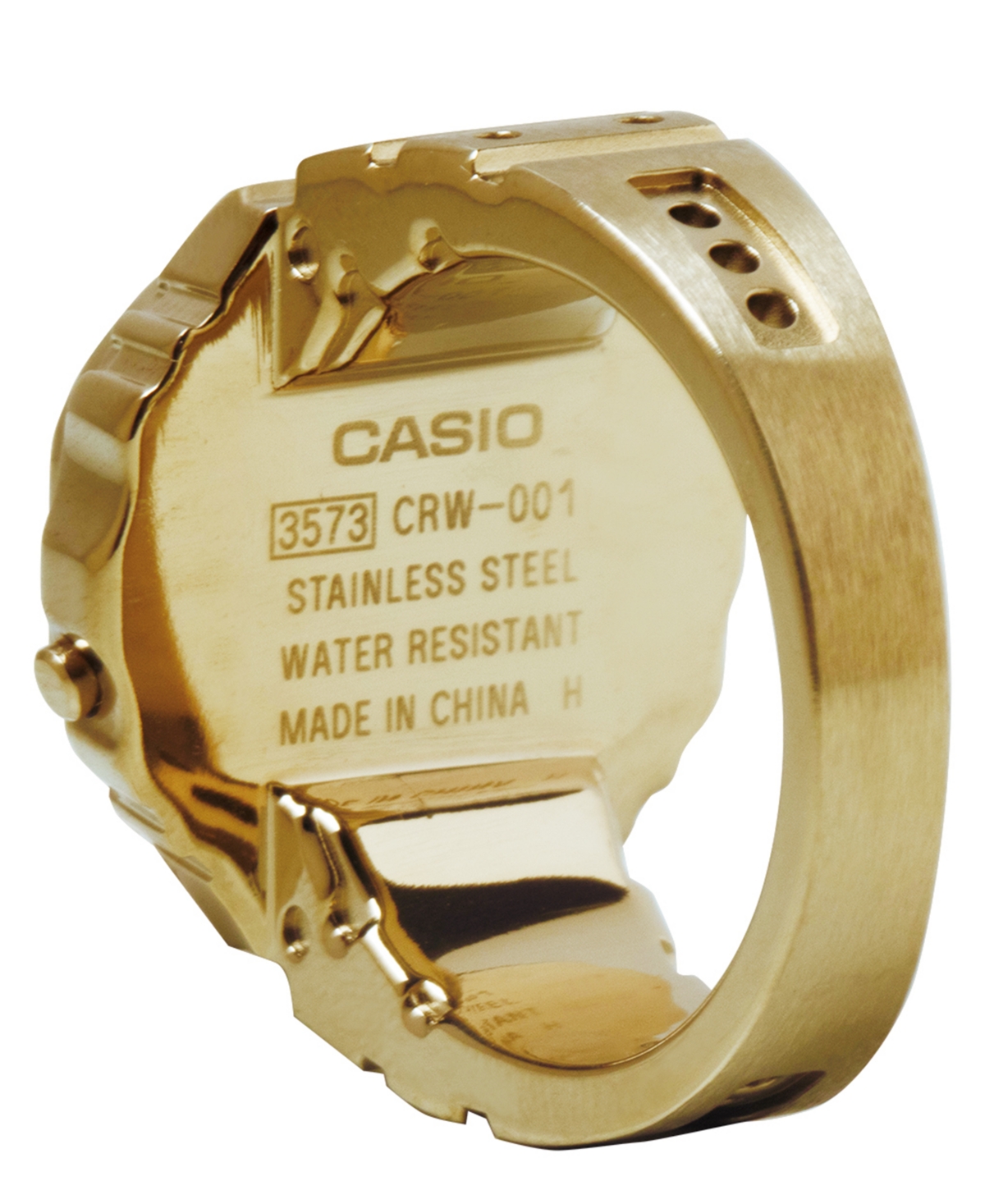Casio Unisex Digital Gold-Tone Stainless Steel Ring Watch, 19.5mm