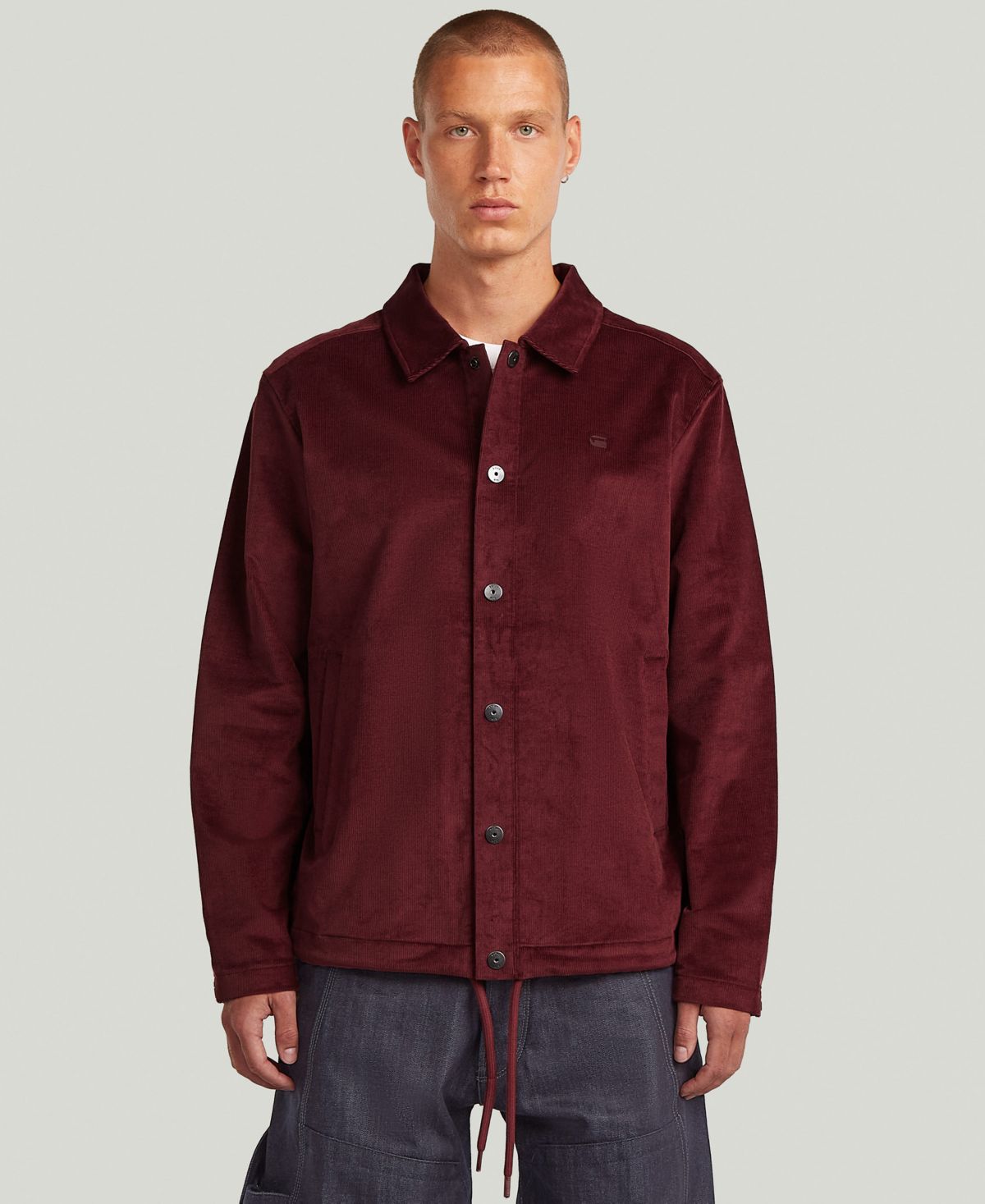 Мужской вельветовый пиджак прямого покроя с воротником-стойкой