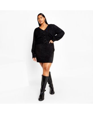 Plus Size Fluffy Button Cardigan