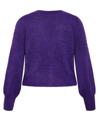 Plus Size Fluffy Button Cardigan