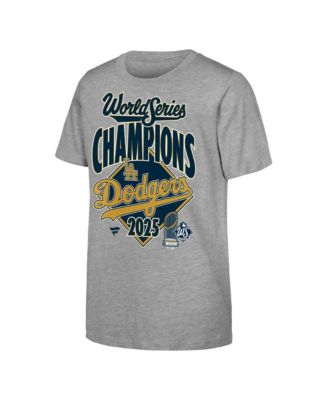Big Boys and Girls Heather Gray Los Angeles Dodgers 2025 World Series Champions Locker Room Authentic T-Shirt