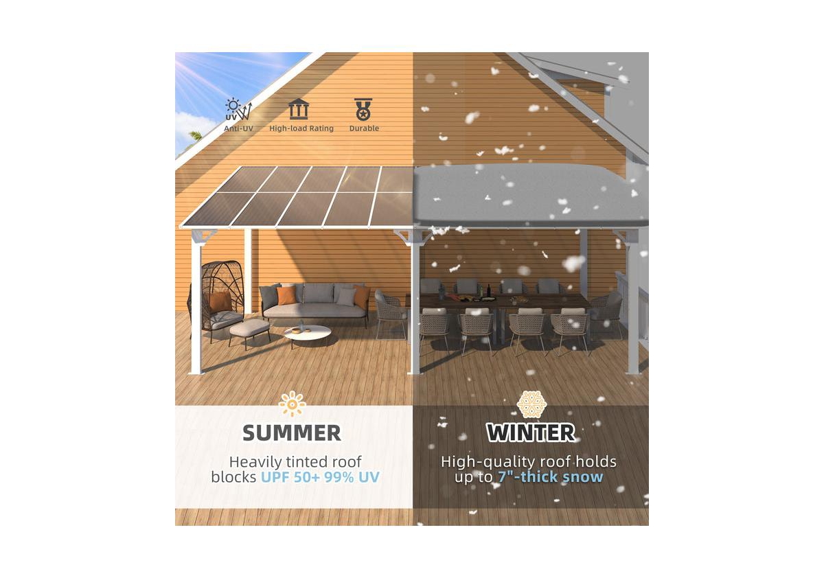 Aecojoy 20'x10' Wall Mounted Gazebos Pergola