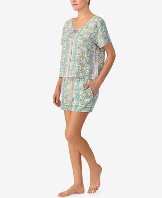 Women's Short-Sleeve Top & Boxer, 2-Piece Set