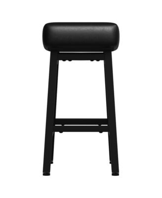 24 Inches Bar Stools Set of 2, Saddle Kitchen Stools with PU Leather Cushion Counter Height Barstools for Kitchen Dining Cafe