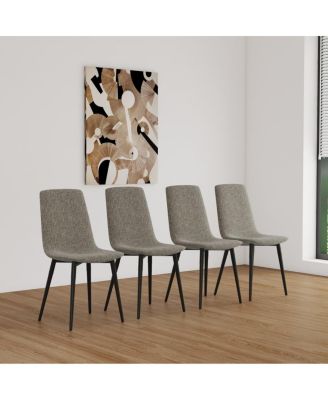 5-Piece Modern Dining Table Set, 55" Mid-Century Kitchen Table with Upholstered Chairs, Wood & Metal Dining Room Set for 4