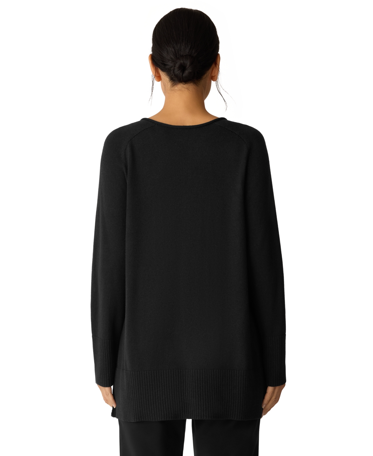 Eileen Fisher Women's V-neck Long-sleeve Sweater In Black