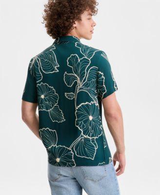 Men's Floral Short-Sleeved Button-Up Shirt