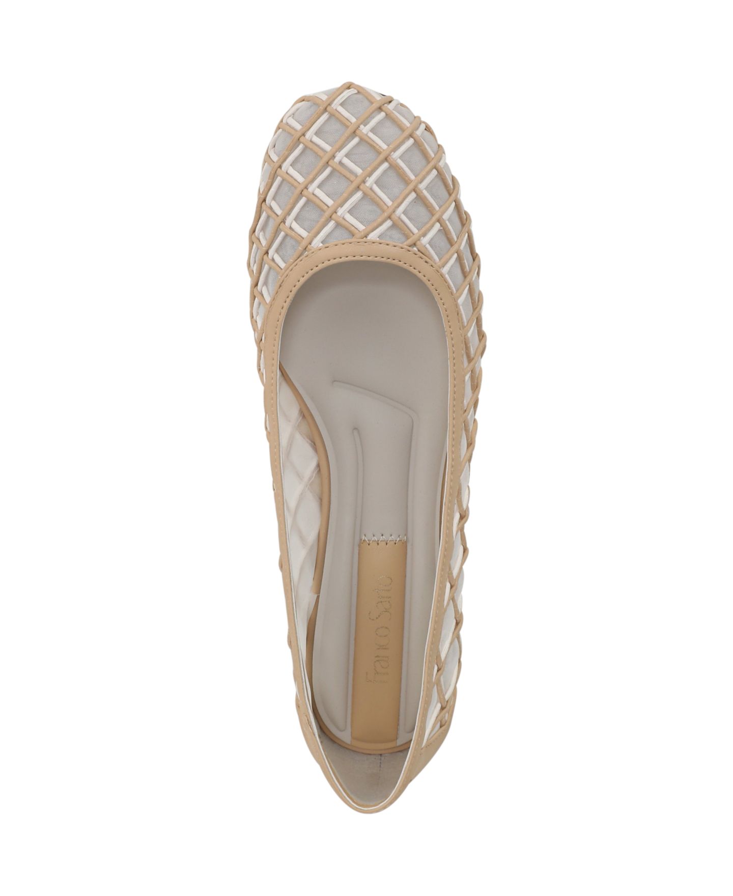 Женские балетки Franco Sarto Christina Round Toe Ballerina Flats, цвет: Бежевая искусственная кожа сетчатый — фото 4