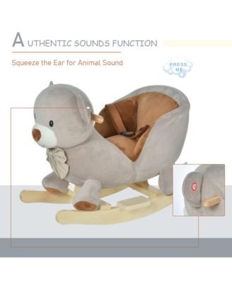 Baby Rocking Horse, Plush Animal Rocker w/ Realistic Sound, Pedals