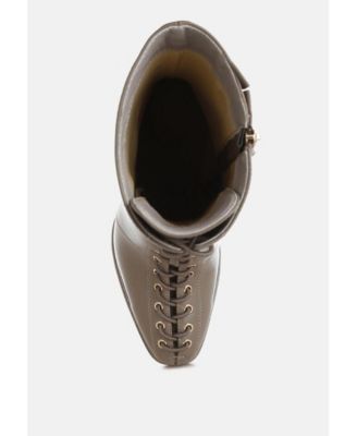 Womens Sayal Faux Leather Lace Up Boots