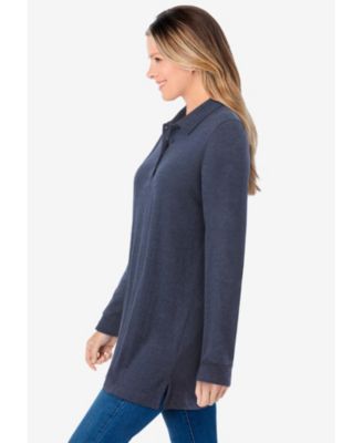 Women's Plus Size Long-Sleeve Polo Shirt