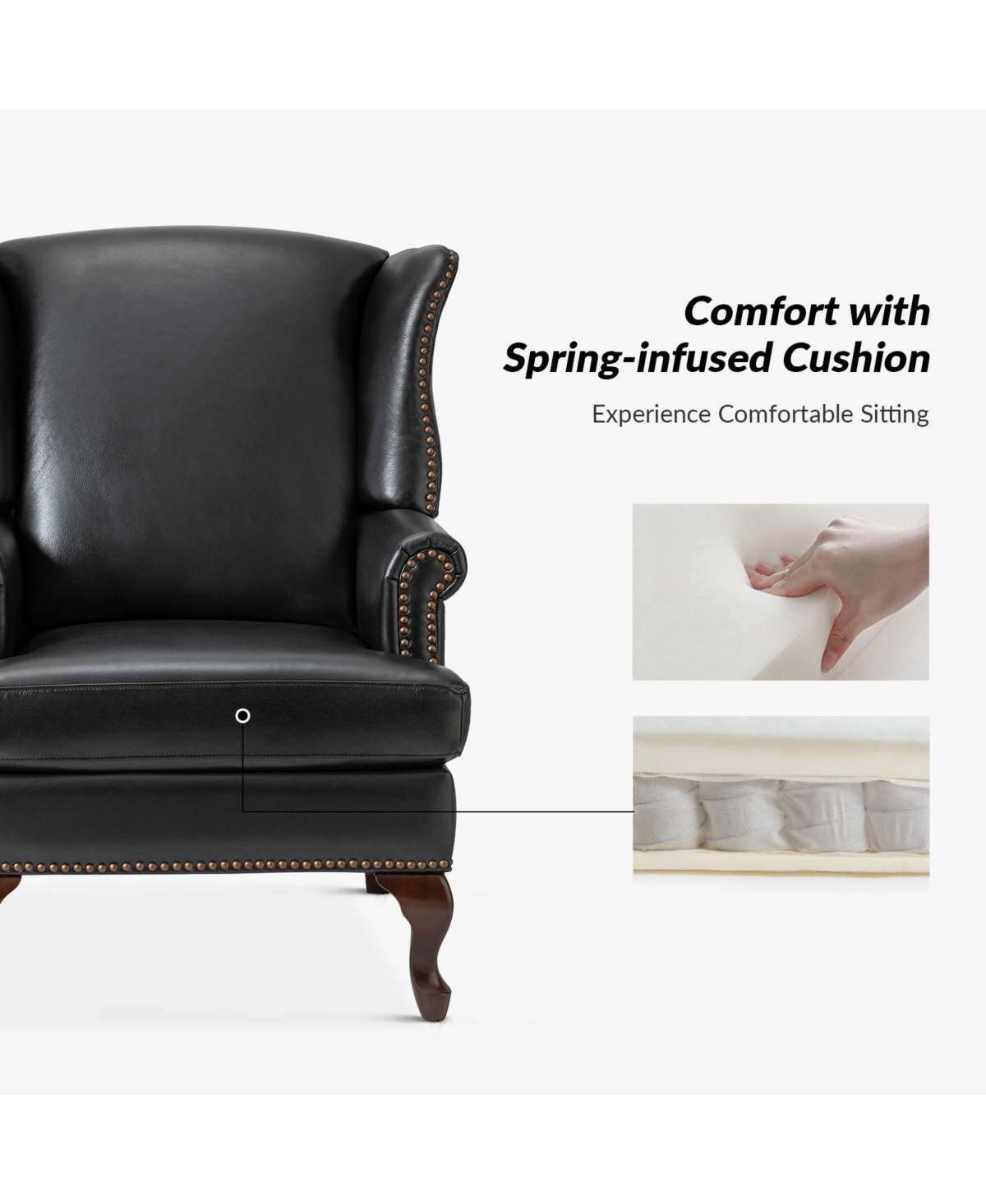 Helmuth Genuine Leather Armchair with Solid Wood Legs