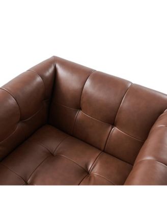 1 Count Gabriel Mid-Certury Modern Genuine Leather Swivel Club Chair