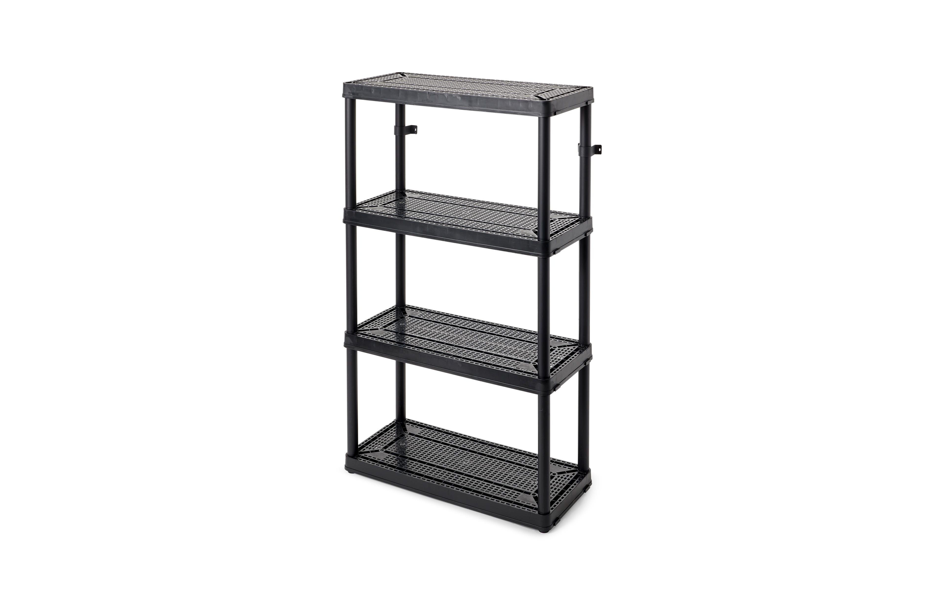Gracious Living 4 Shelf Tier Medium Resin Indoor and Garage Storage Shelf