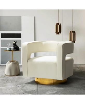 Carisa Contemporary Swivel 29.5" W Barrel Chair with Metal Base