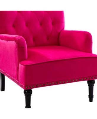 Jakub 28.5" W Velvet Tufted Polyester Armchair with Nailhead Trim