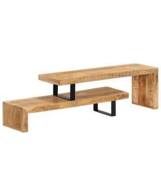 TV Stand Natural Mango Wood Solid Mango Wood, Wrought Iron Medium