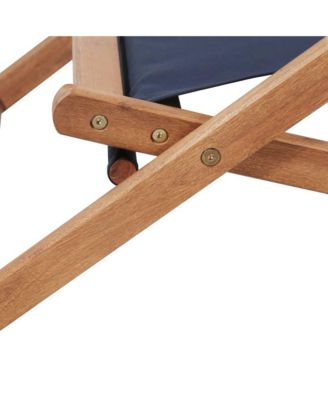 Beach Chair Blue Eucalyptus wood and Polyethylene fabric Large